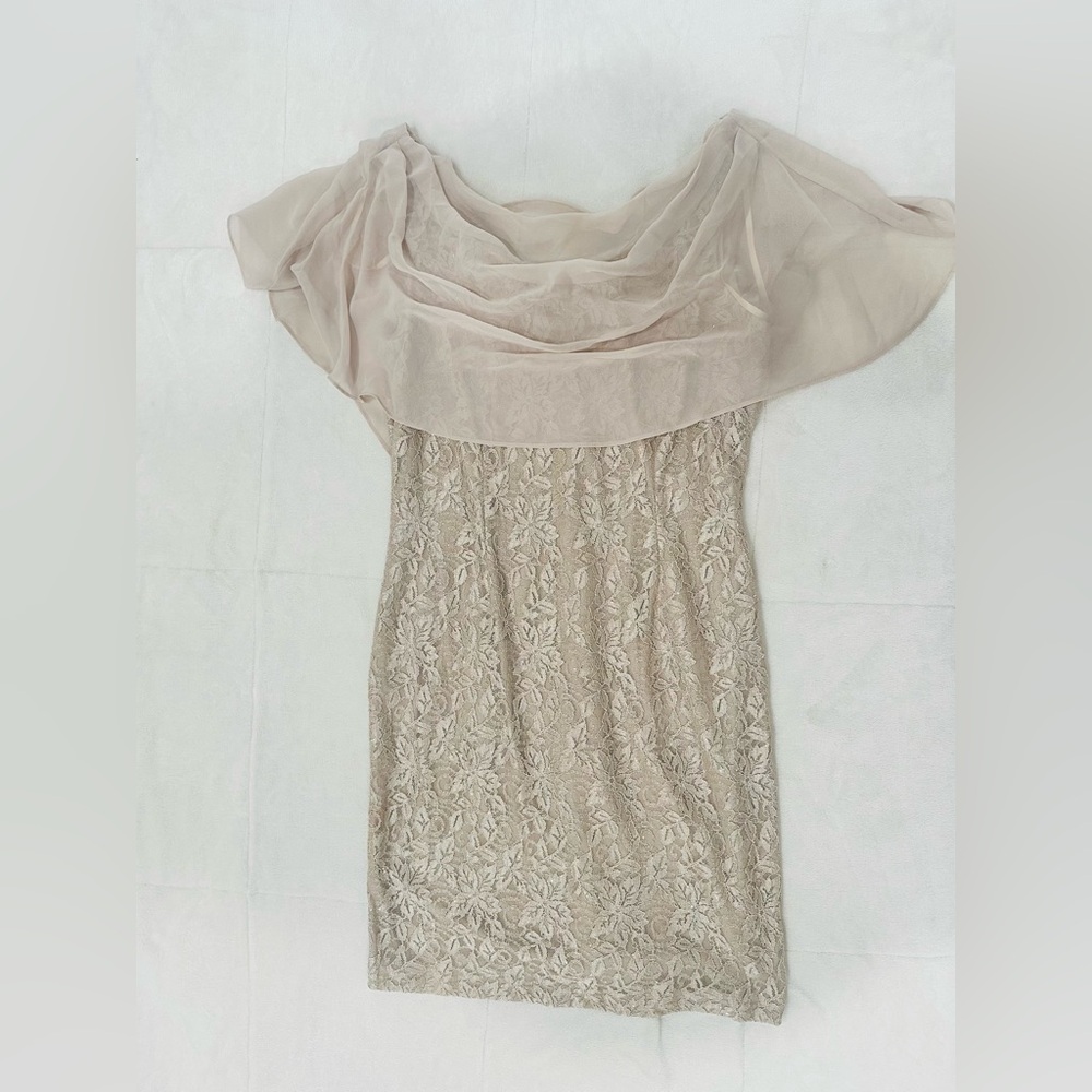 JH Collectibles Strapless Lace Dress in Cream